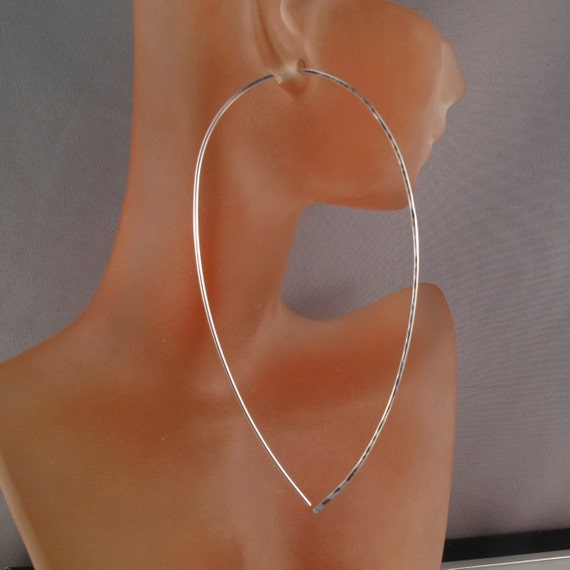 4 inch earrings STERLING SILVER TEAR hoop wire earring. 18 gauge wire. lightweight. nickel free.  gold filled No.00E246