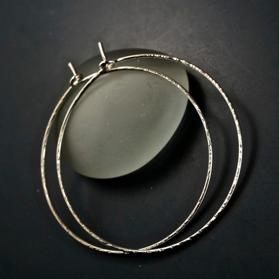Textured HOOP Earrings - Medium Hoops - Rose Gold Hoops - Silver Hoops - Niobium Hoops - Cecile Stewart Jewelry Etsy No.00E262