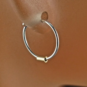 tiny sterling SILVER hoop earrings / sterling sleeper / small earring/ cartilage / goldfilled / beaded / septum ring No.00E188