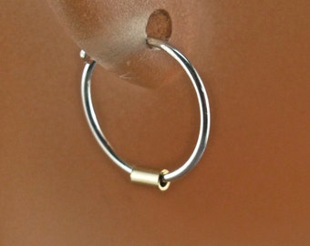 tiny sterling SILVER hoop earrings / sterling sleeper / small earring/ cartilage / goldfilled / beaded / septum ring No.00E188