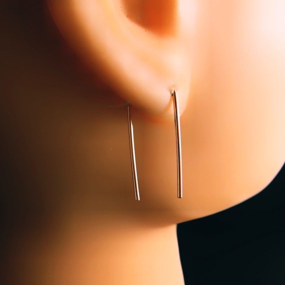 Minimalist Staple Earrings. 14kt Rose GF, Yellow Gold Filled, Argentium Sterling. Hypoallergenic. Nickel Free No.00E251