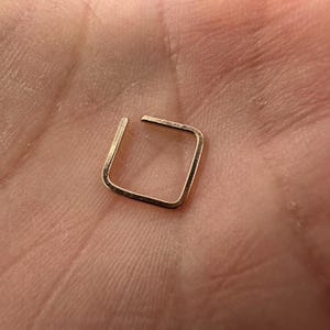 gold helix CARTILAGE ring 14k goldfilled square HOOP EARRING. septum, piercing. tragus. wire. small. nickel free. Outside diameter
