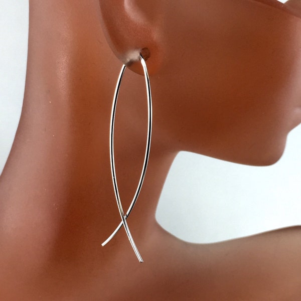 Boucles d’oreilles minimales longues et légères - choisissez le métal et la longueur - minimal moderne contemporain sans nickel sans nickel No.00E131