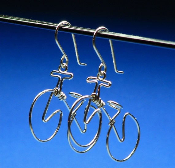 BICYCLE earrings. Bike Jewelry . Cycling Gift. Mountain Bike Earring .Sports Jewelry. Sterling Silver Gold Bikes. Niobium Bikes