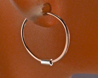Tiny Gold Hoop Earrings / Rose Gold Sleeper / Small Hoops / Gold Filled Earring / Sterling Silver Bead / septum No.00E188