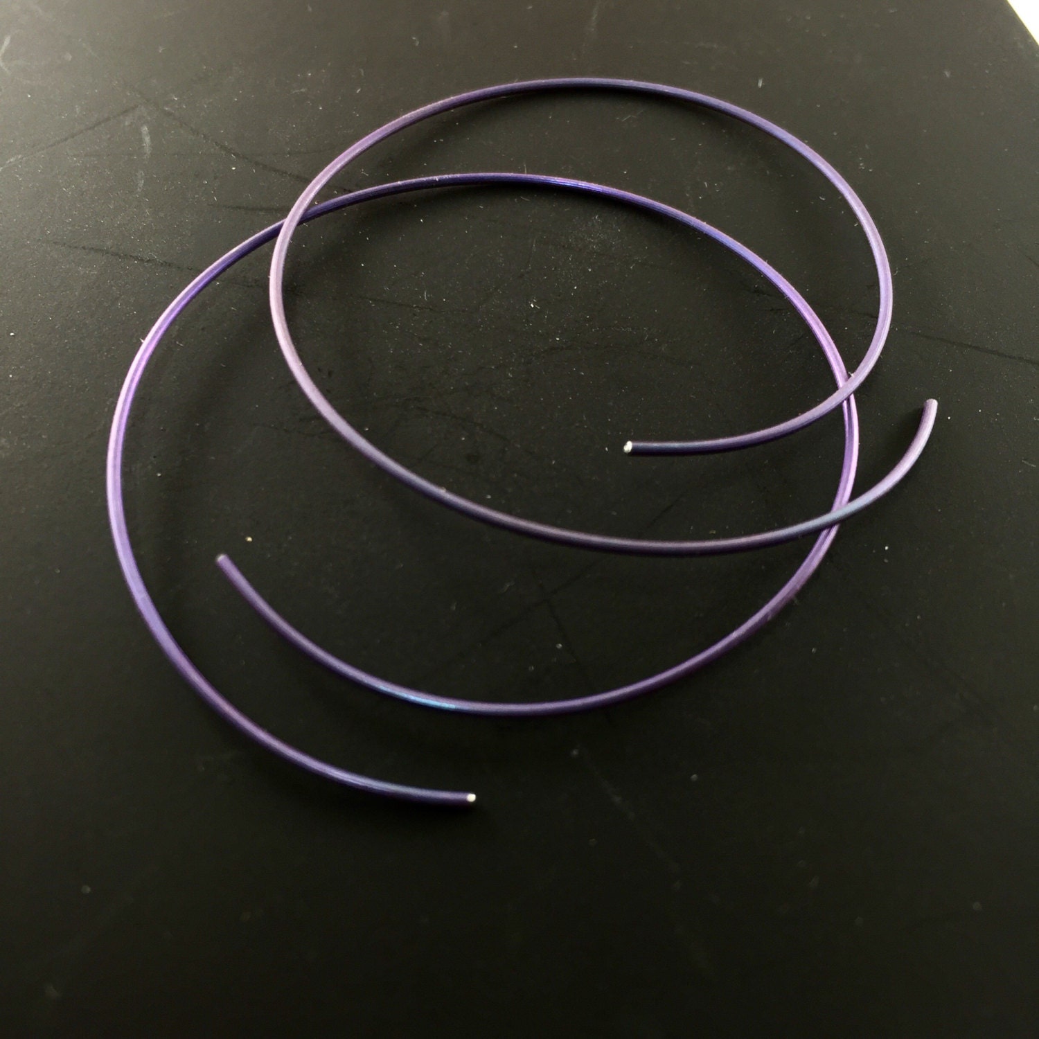 Hypoallergenic Boho Hand hammered Titanium earrings Small Purple hoop earrings