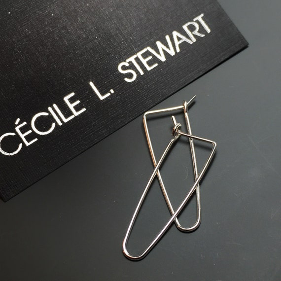 STERLING SILVER HOOP earrings triangular sleeper ear wire minimal modern simple contemporary interchangeable jewellery nickel free No.00E168