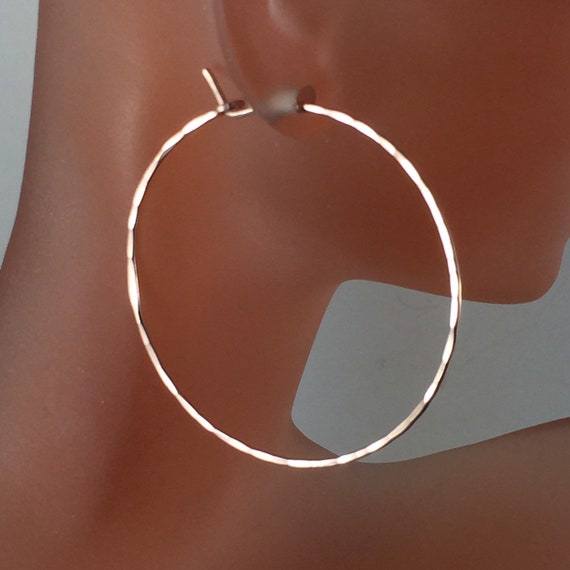 Sterling Silver Hoop Earrings  - Silver Hoop Earrings  -  Argentium Hammered Hoops -  Simple  Hoops - Choose Size and Gauge