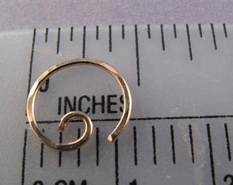 tiny earring 14k GOLD FILLED hoop. ring. septum. spiral. piercing. hammered. brow. endless. single. sleeper goldfilled wire. No.00E295