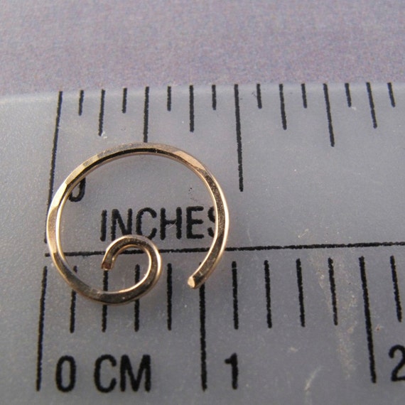 tiny earring 14k GOLD FILLED hoop. ring. septum. spiral. piercing. hammered. brow. endless. single. sleeper goldfilled wire. No.00E295