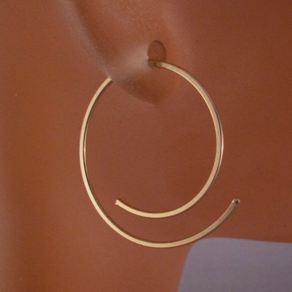 one inch 14k GOLD FILLED hoop spiral earring. piercing. endless. goldfilled wire. No.00E298