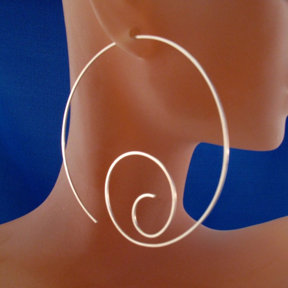 large STERLING SILVER Hoop earrings . Big hoops. large silver earrings. Huge hoops. nickel free hoops. Cecile Stewart Jewelry No.00E207