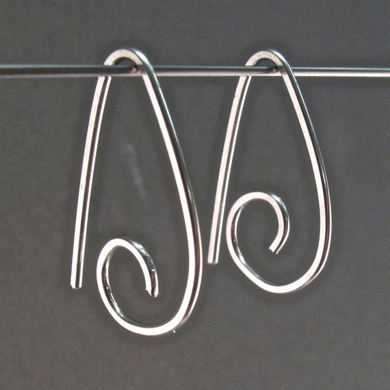 STERLING SILVER  HOOP earrings small hook sleeper ear wire minimal modern simple nickel free . interchangeable No.00E165