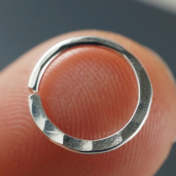 18 Gauge Hammered  Nose Ring /  Septum Ring / Cartilage Earring /  Sterling Silver / Argentium / Gold Filled / Niobium