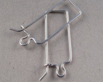 STERLING SILVER LOCKING hook earrings medium rectangle sleeper kidney ear wire . interchangeable earwires . nickel free No.00E170