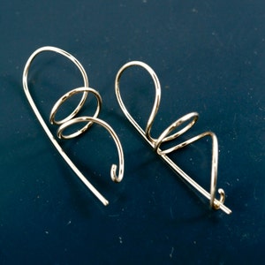 Spiral  Coil Earrings with Clasp. Gold . Lightweight Hypoallergenic Contemporary Earrings in Silver. Gold , Niobium, titanium .