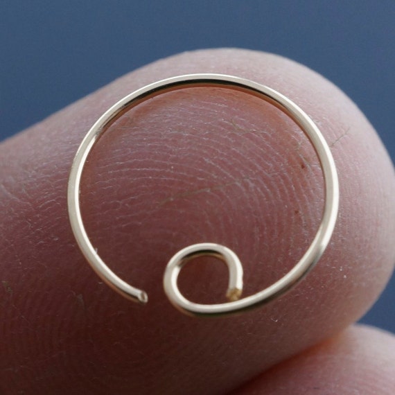 fine wire hoop . tiny gold hoop. nose hoop . cartilage hoop.  tiny earrings. sleepers. 22 gauge hoop. half inch hoop.   No.00E3