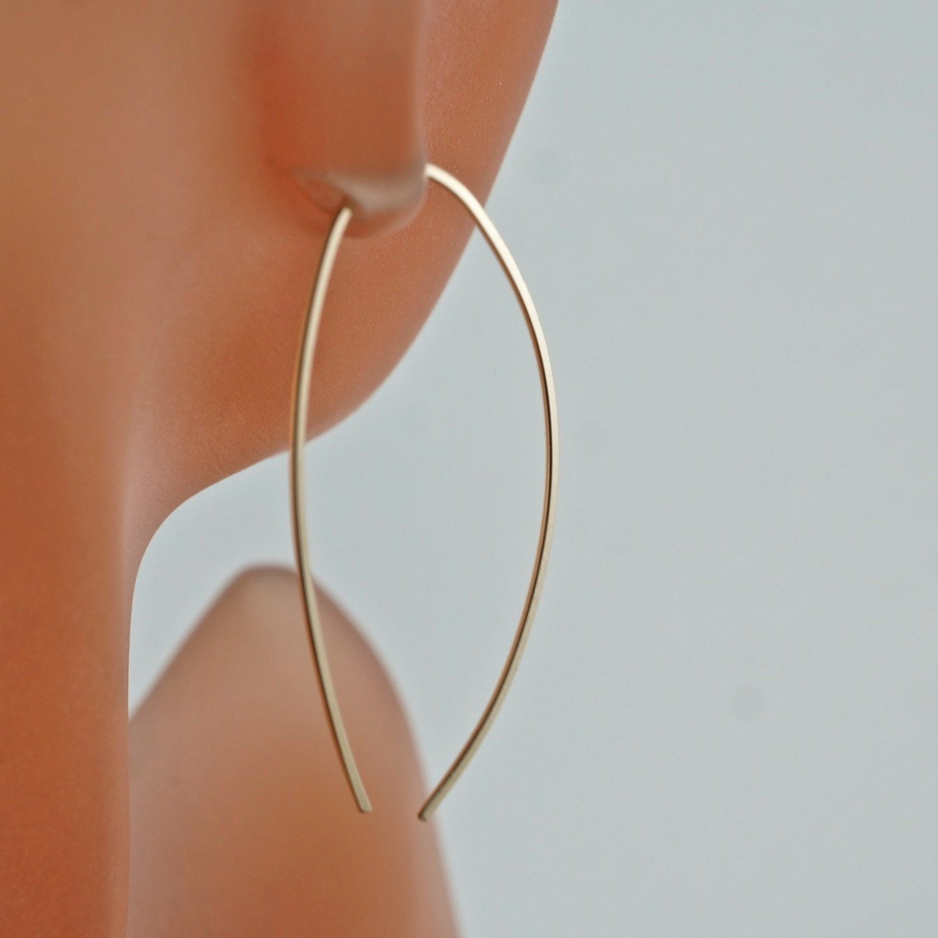 Gold Threader Earrings . Gold Hoop Earrings. 2 Inch Earrings. Gold
