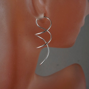 SILVER SPIRAL Earrings . Coil Earrings . Twist Earrings. Minimal Modern Simple Contemporary Jewellery nickel free No.00E172 image 1