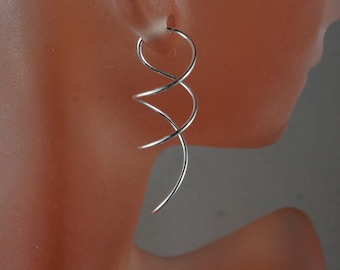 SILVER  SPIRAL  Earrings . Coil Earrings . Twist Earrings.  Minimal Modern Simple Contemporary Jewellery nickel free No.00E172