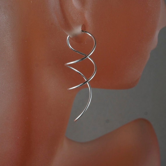 SILVER  SPIRAL  Earrings . Coil Earrings . Twist Earrings.  Minimal Modern Simple Contemporary Jewellery nickel free No.00E172