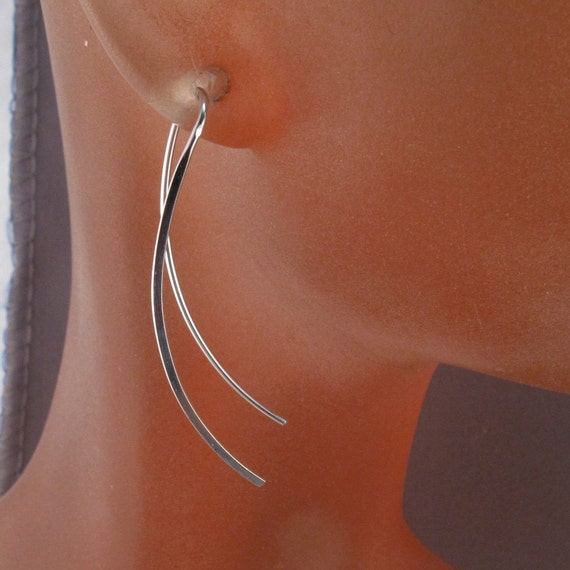 Crescent Earrings. Sterling Silver. Gold.  Niobium. Simple Modern Contemporary.  Nickel Free CecileStewartJewelry. No.00E82