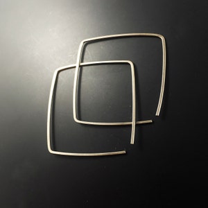 Square Niobium Hoops. Niobium Dangle. Small Niobium Earrings. Grey Niobium. Hypoallergenic. Niobium Sleeper No.00E148 image 3