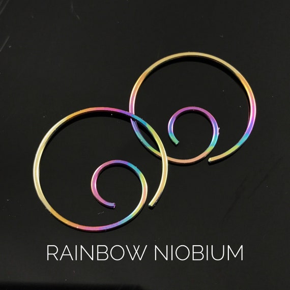 Rainbow Niobium Hoop Earrings, hypoallergenic  Nickel Free  Jewelry for sensitive ears - men women children