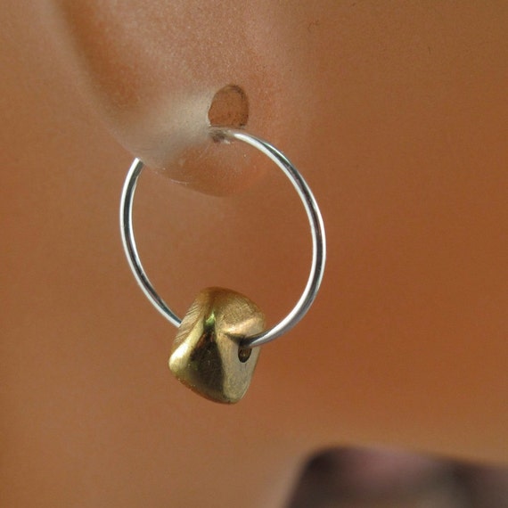small SILVER hoops / STERLING SILVER / argentium silver sleeper / small earrings / brass / kids jewelry No.00E188