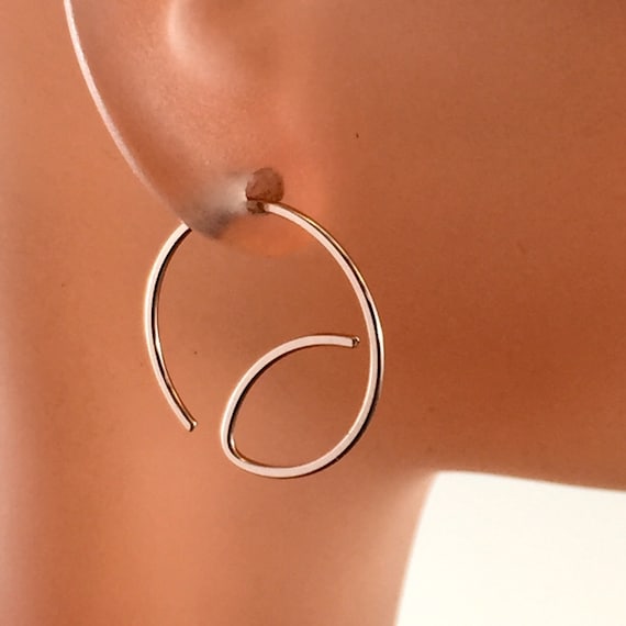 Small Rose Gold HOOP Earrings. Rose Gold Earrings. Inch Earring . interchangeable . nickel free  Cecile Stewart Jewelry Etsy No.00E166