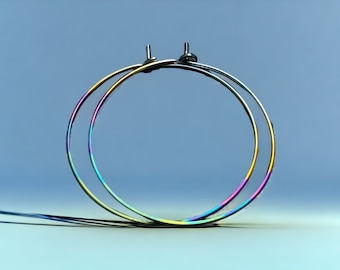 Rainbow Niobium Hoop Earrings choose size 1/2 inch to 2 inch, hypoallergenic  Nickel Free hoops for sensitive ears - men women children