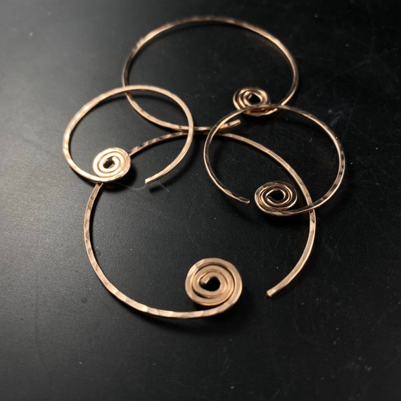 Small Hammered Hoop. Choose Metal. Gold Silver Niobium.  Cecile Stewart Jewelry No.00E297