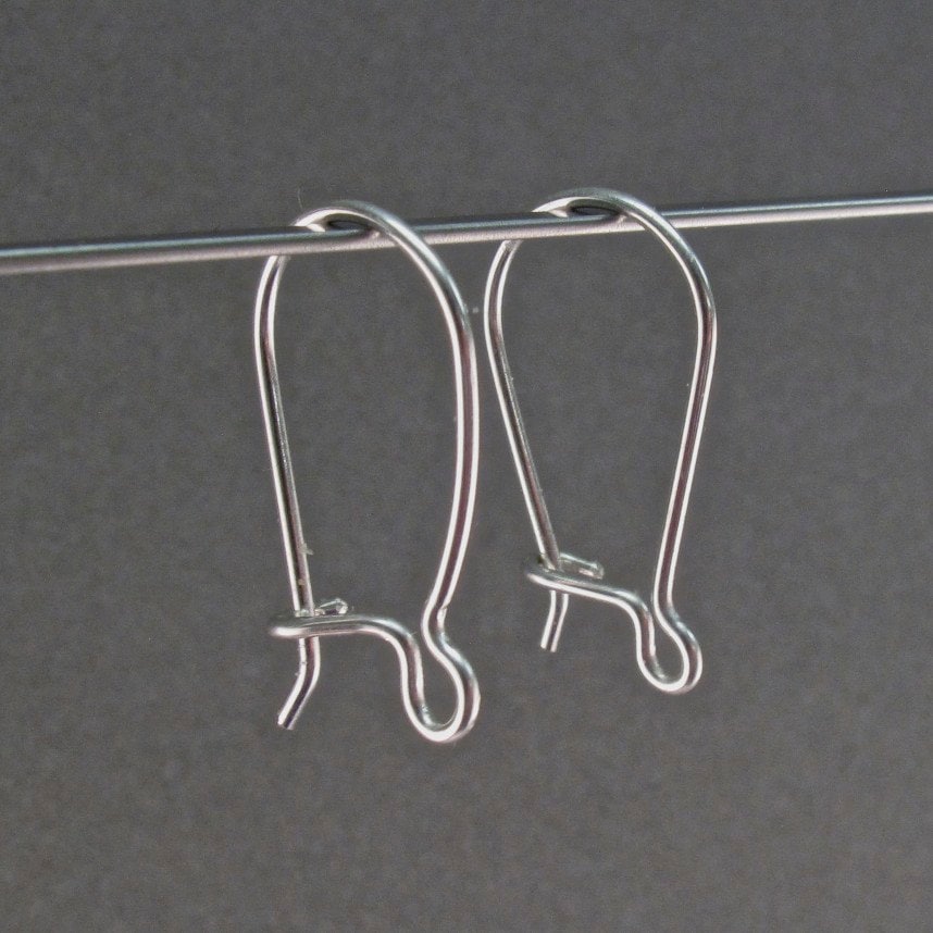 Earring Findings, Kidney Wire Hook 50mm Long 21 Gauge, Sterling Silver (1  Pair) 