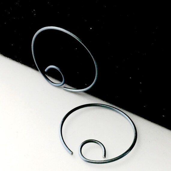 Titanium Earrings . Titanium Hoops . Titanium jewelry. Small Blue Titanium Hoops. Small Titanium Dangle. NO.00E88