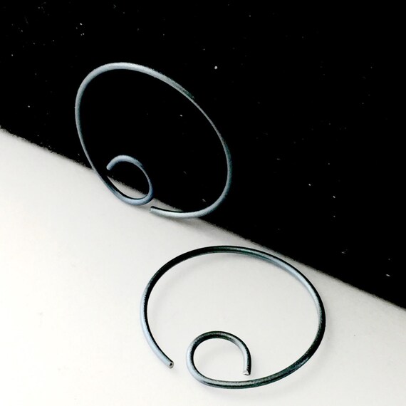 Titanium Earrings . Titanium Hoops . Titanium jewelry. Small Blue Titanium Hoops.  Small Titanium Dangle.  NO.00E88