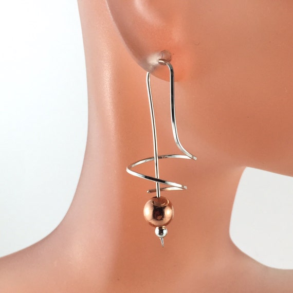 Sterling Copper Twist Earrings . Choose Metal. Choose Length No.00E218