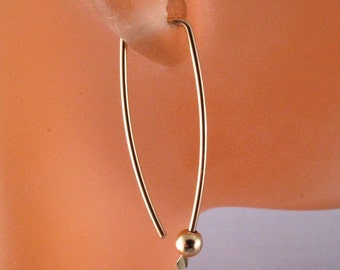 small GOLD  EARRINGS. dangle. hoop.  goldfilled . loop. wire. lightweight. minimal modern simple. nickel free No.00E291