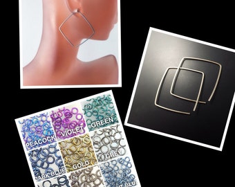 Square Niobium Hoops. Niobium Dangle. Small Niobium Earrings. Grey Niobium. Hypoallergenic. Niobium Sleeper No.00E148