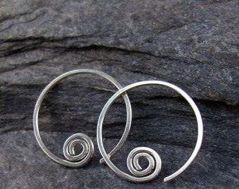 Low Tarnish STERLING Hoops . Argentium Silver Hoops. Cecile Stewart Jewelry