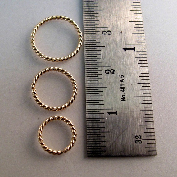 3 cartilage rings 14 kt GOLD FILLED hoop. piercing. septum ring. brow ring. 8mm 10mm 12mm 18g 18 gauge ring goldfilled wire No.00E278