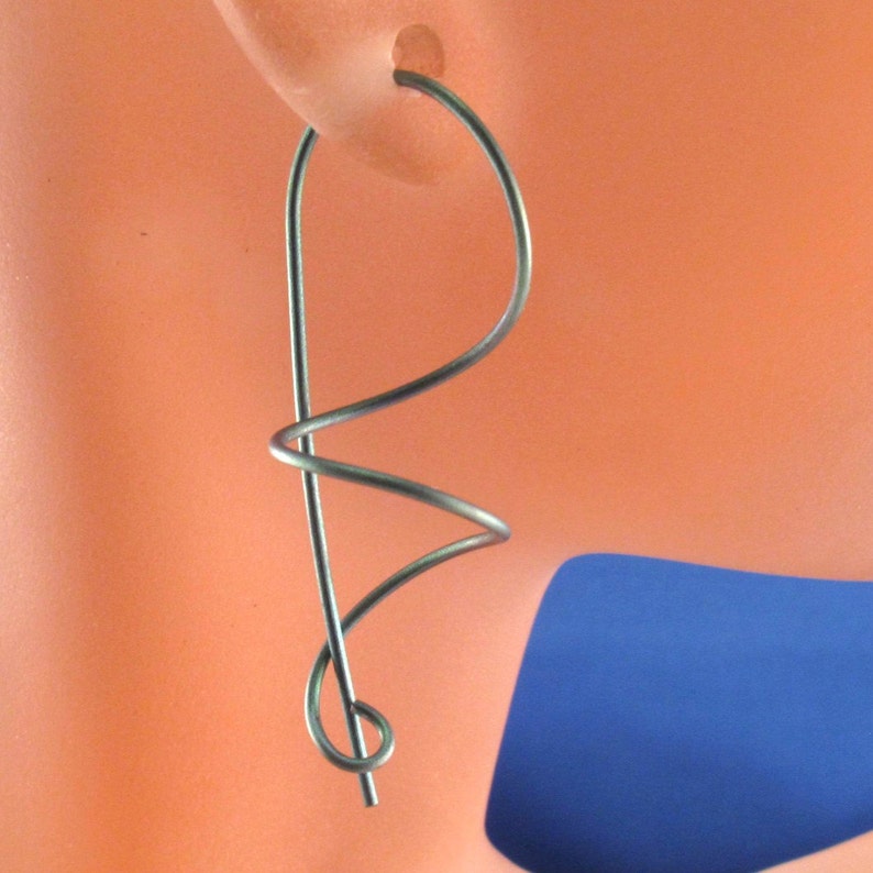 TITANIUM EARRINGS Medical Grade. Green Titanium Wire Coil Etsy