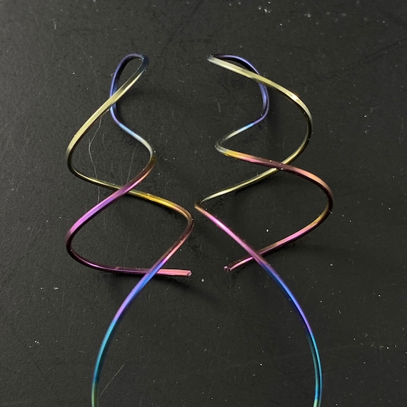 Rainbow niobium earrings choose length colour - multicoloured sensitive ears - long niobium wire earrings - nickel free hypoallergenic