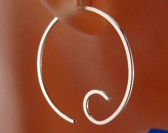 Choose Metal  open hoop earrings. sterling silver, argentium sterling, 14kt ygf, 14kt rgf, niobium , hypoallergenic No.00E2