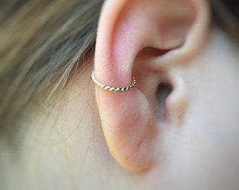 Gold Ear Cuff -  Silver Ear Wrap Piercing - Fake Septum - Cartilage Ring- Fake Nose Ring - Faux Ear Cuff - Helix