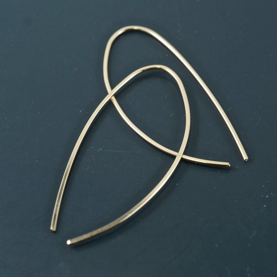 Gold Threader Earrings . Gold Hoop Earrings. Niobium  2 Inch Earrings. Argentium Sterling  Dangle Earrings. Wire Earrings. Nickel Free