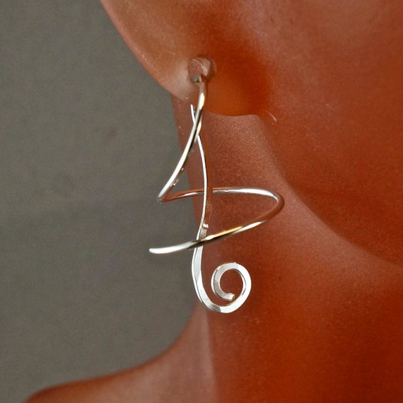 Small Earrings - SPIRAL Earrings - Corkscrew Earrings - Wind on Earrings - Wire Dangle Earrings - Nickel Free