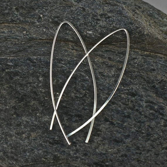 Cecile Stewart SILVER EARRINGS. lightweight long sterling wire earrings. simple modern. nickel free argentium No.00E240
