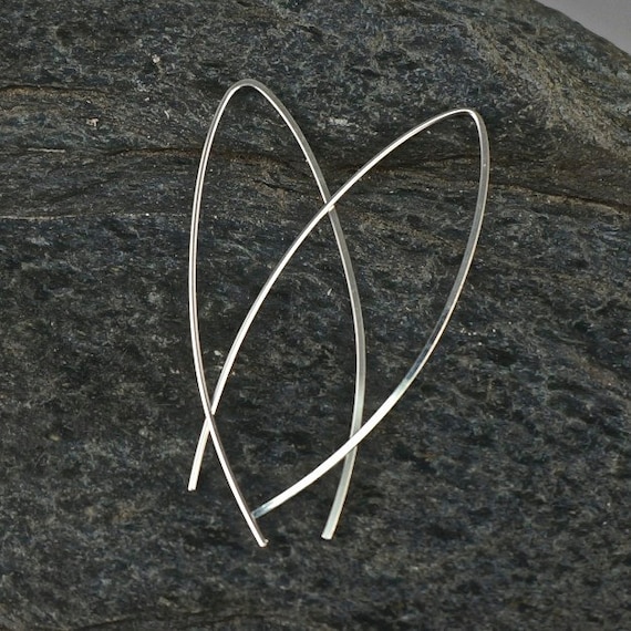 Cecile Stewart  SILVER EARRINGS. lightweight long sterling wire earrings.  simple  modern.  nickel free argentium  No.00E240