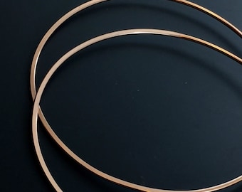 Two Inch Gold Hoop Earrings,  Rose Gold Hoops, Hammered Hoops, Bohemian Earrings, large  Hoop Earrings  No.00E133