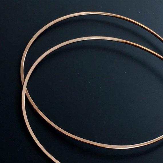 Two Inch Gold Hoop Earrings - Rose Gold Hoops - Hammered Hoops - Bohemian Earrings -  large  Hoop Earrings  -  No.00E133
